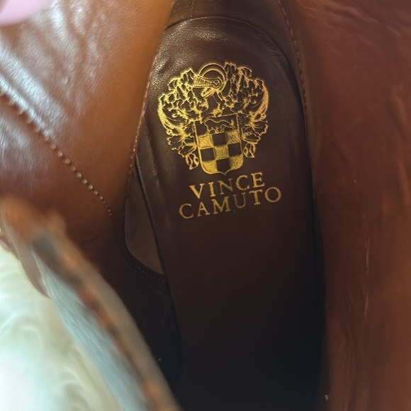 Vince Camuto Isanna Brown Black Snake Print Leather Boots Size 7.5 - Picture 8 of 9